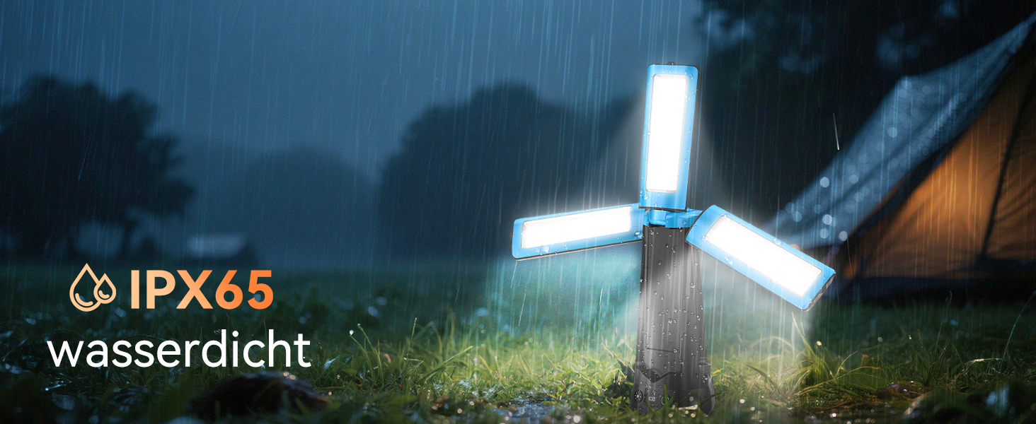 Портативна LED кемпінгова лампа 15000mAh з регулюванням яскравості, штативом, IP65, для кемпінгу, подорожей, будівництва та надзвичайних ситуацій, блакитна