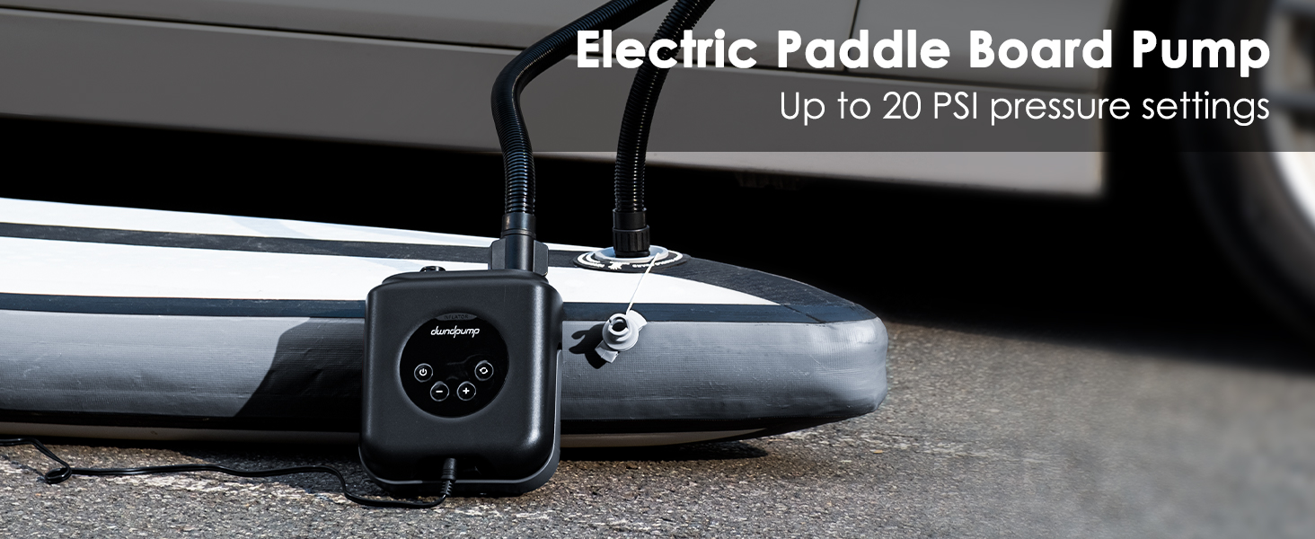Електрична SUP-насос dwndpump HOBO PRO: акумулятор 4000 mAh, 20 PSI, для SUP, каяків, матраців, 12V автоживлення, сірий