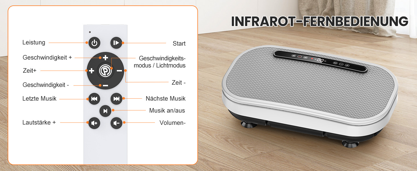 Вібраційна платформа для схуднення з еластичними гумками, 9 режимів, 120 рівнів інтенсивності, Bluetooth, LED-дисплей, місткість 150 кг, білий