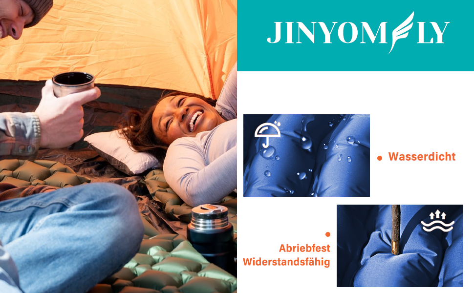 Килимок туристичний JINYOMFLY самонадувний з помпою та подушкою, водонепроникний, для кемпінгу, відпочинку на природі, подорожей