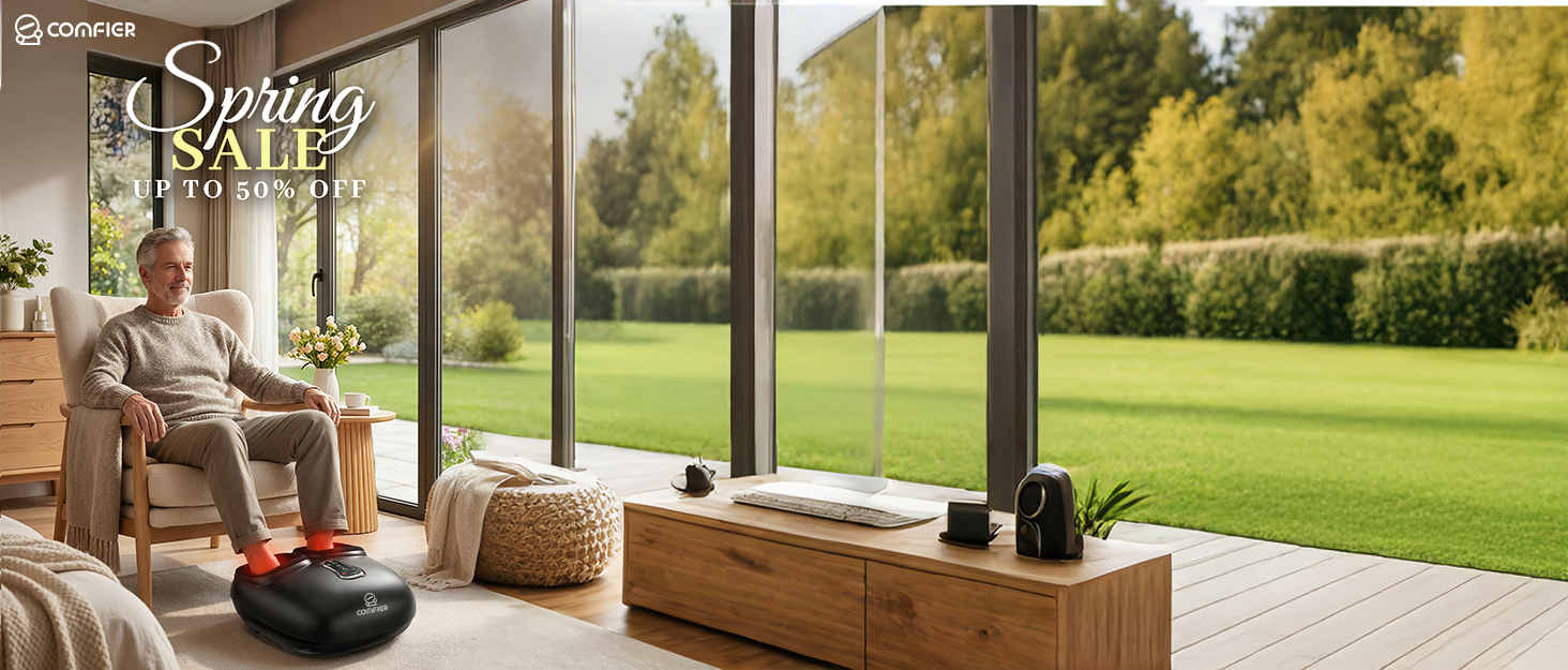 COMFIER Масажер для колін бездротовий, з підігрівом та вібрацією, 4 рівні нагріву з графену, подарунок для мами/тата, 17.5X16X7.5 см