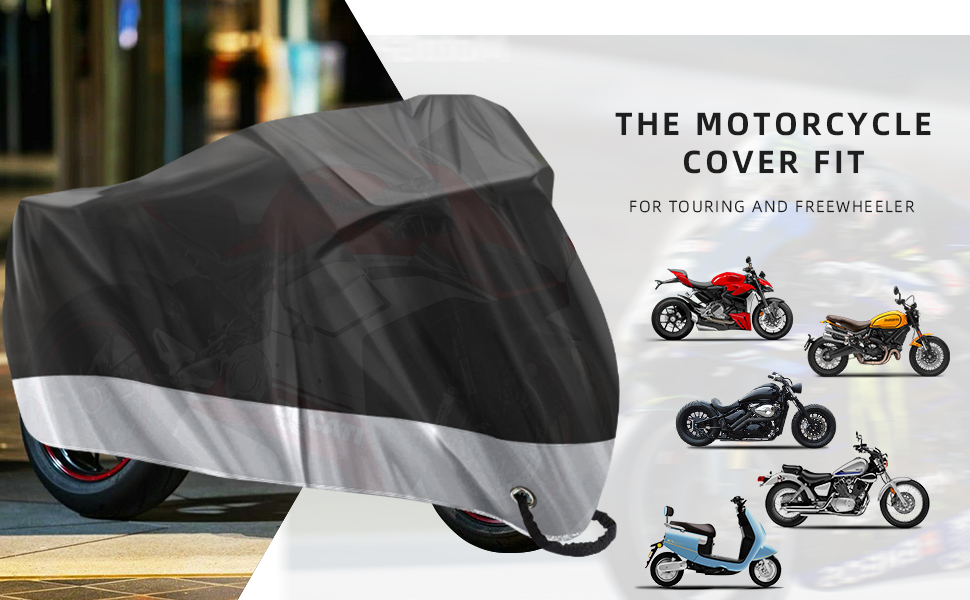 Захисний чохол для мотоцикла 210D Oxford, водовідштовхуючий, для Harley-Davidson, Honda, Suzuki, Yamaha (245 x 105 x 125 см)