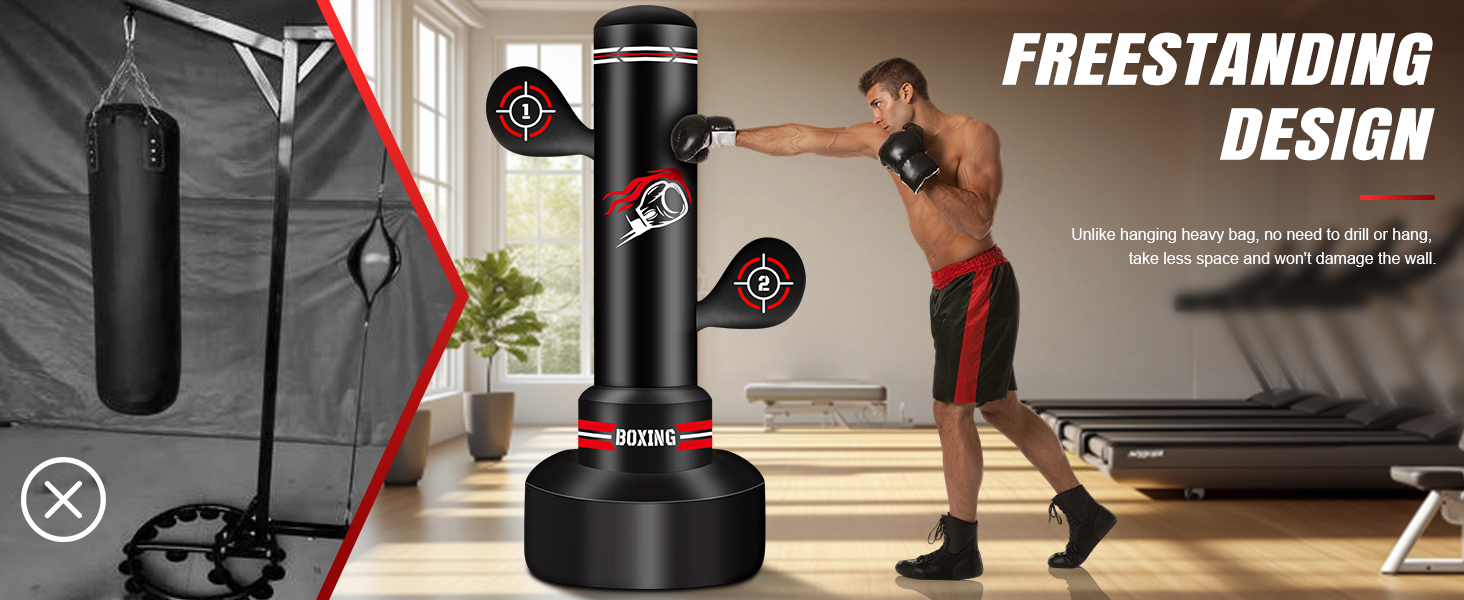Стенд-боксерський мішок NZQXJXZ для дорослих 180 см з рукавичками, насосом, скакалкою та м'ячем для рефлексів. Ідеально для MMA та фітнесу