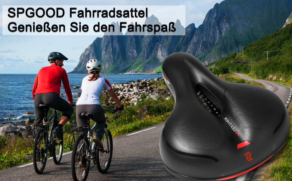 Велосипедне сідло SPGOOD: зручне, ергономічне, з м'якою піною пам'яті, амортизуюче, дихаюче, водонепроникне, для жінок та чоловіків, 25*21 см