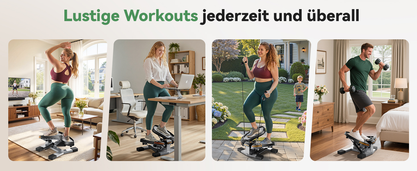 Сходи для фітнесу Sportsroyals для дому – степер з тросами для тренування ніг, рук та сідниць, фітнес для дому та офісу (02-Twist stepper)