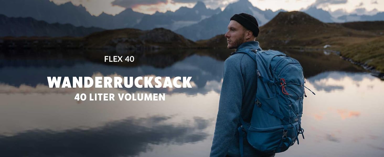 Туристичний рюкзак Wanderrucksack 40L Flex 40 Premium, синій, з вентиляцією спини, дощовиком, кріпленням для питної системи, поясним ременем, 3D Air Mesh, для трекінгу, походів, аутдор