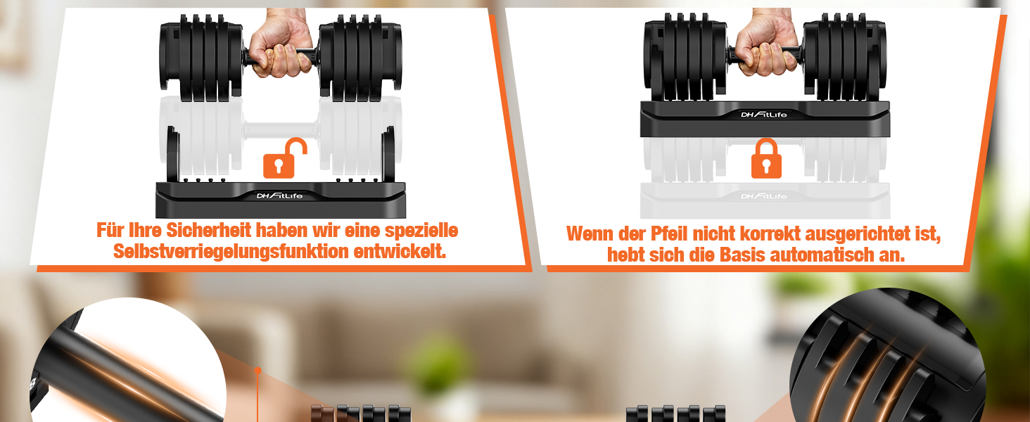 Набір регульованих гантелей DH FitLife 10 в 1 (12кг x 2), розбірні гантелі з 10 рівнями ваги від 2,5 до 12 кг