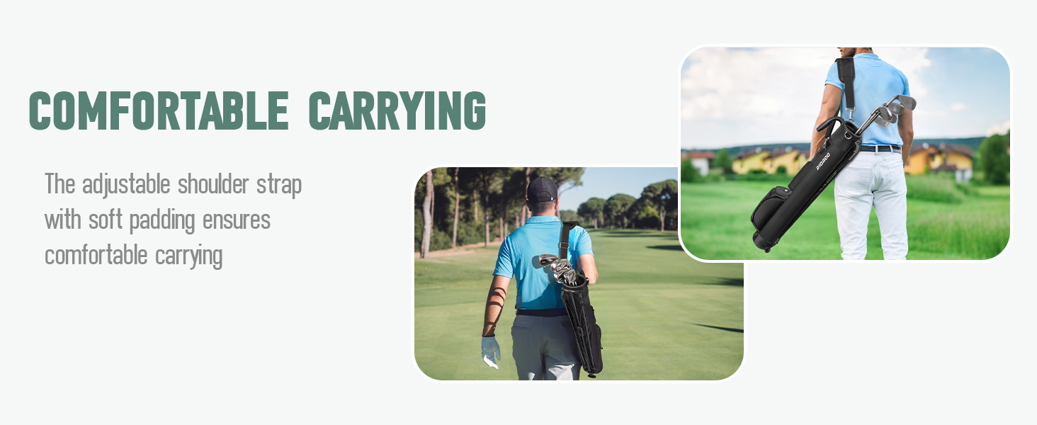 Сумка для гольфу на штативі, чорна A1 - легка, з 3 кишенями, 2-way divider