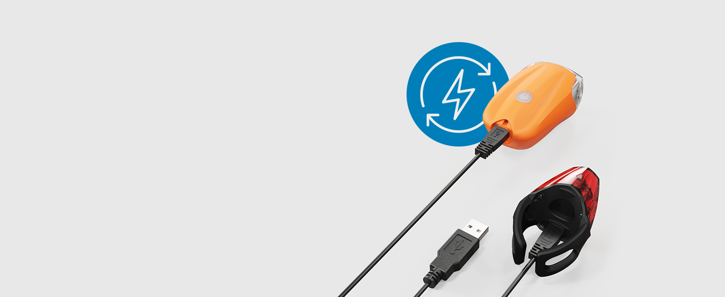 LED набір велосипедних фар USB, 100 м, 180 Люмен, 50 Люкс, StVZO, для дитячого велосипеда