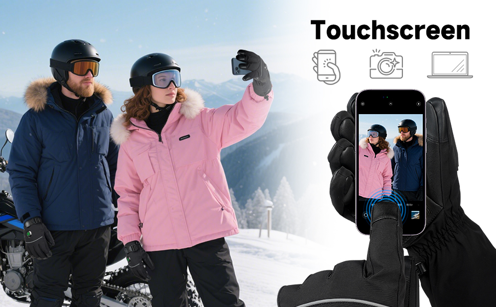 Гріючі рукавички з акумулятором 6000mAh USB, для жінок та чоловіків, 3 режими нагріву, водонепроникні, з підтримкою сенсорного екрану, чорний колір, EU