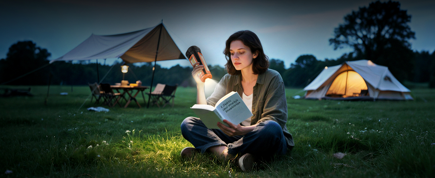 Портативна LED кемпінгова лампа 15000mAh з телескопічним штативом, 5500LM, IP65, вологостійка, для кемпінгу, подорожей, бастіону, намету, з підсвічуванням (Помаранчевий)