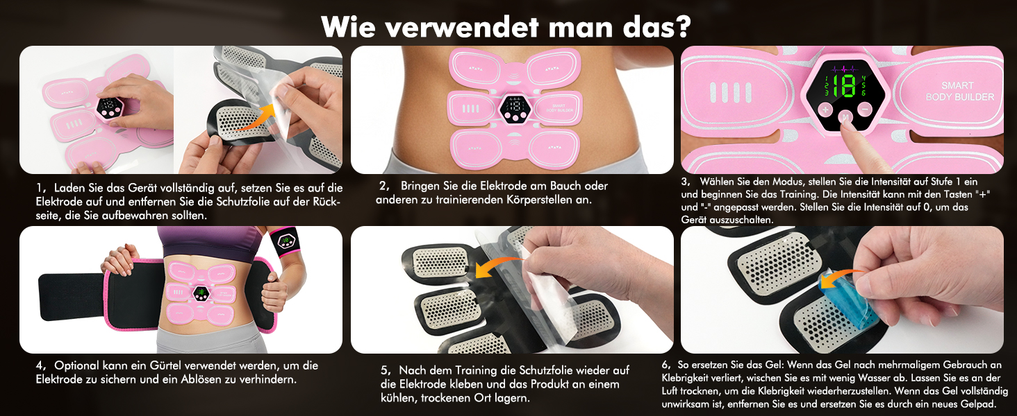 Електричний тренажер EMS для пресу та всього тіла, 6 режимів, 19 інтенсивностей