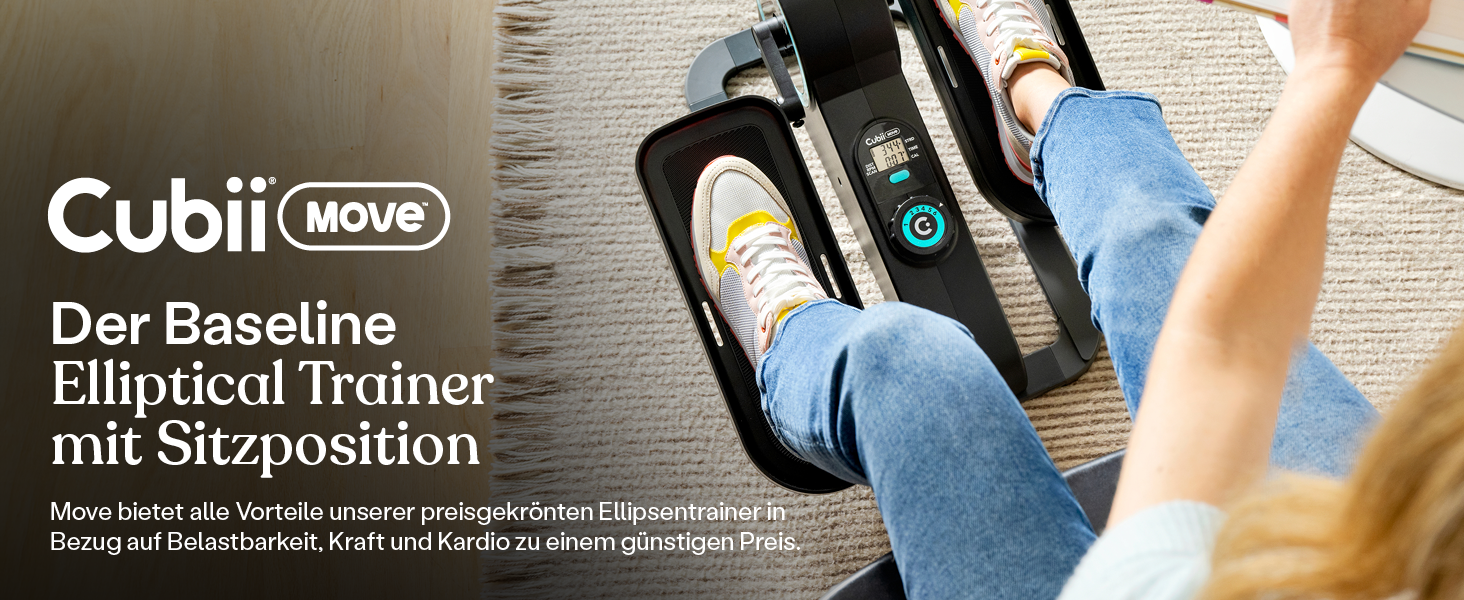 Cubii Move еліптичний тренажер – компактний для дому, з LCD-дисплеєм та 6 рівнями опору, тихий педальний тренажер для дому, офісу та людей похилого віку