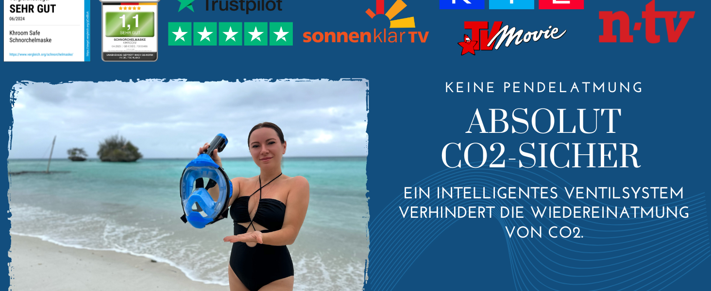 Маска для підводного плавання Khroom для дорослих і дітей - Seaview Y CO2 безпечний Повнолицева маска для снорклінгу Альтернатива набору трубок Повнолицева маска спорядження для підводного плавання дорослі XS (діти 90-130см) чорний