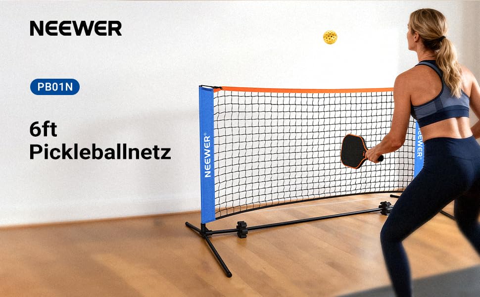 Сітка для піклболу NEEWER 6ft - широка сітка для бадмінтону, портативна, складна, для тренувань в приміщенні та на вулиці