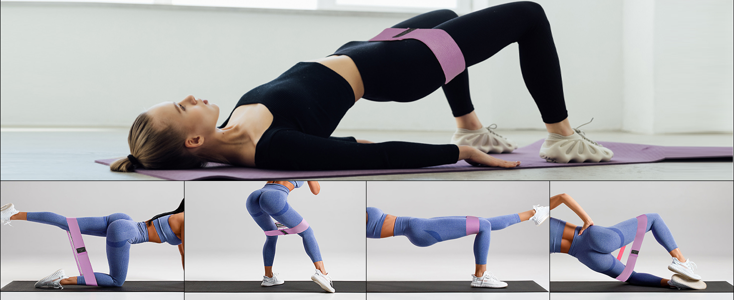 Фітнес-гумки для стегон Flintronic, набір фітнес-гумок, стрічки опору для стегон, гумки для йоги, фітнесу, силових тренувань, A-фіолетовий+рожевий+синій