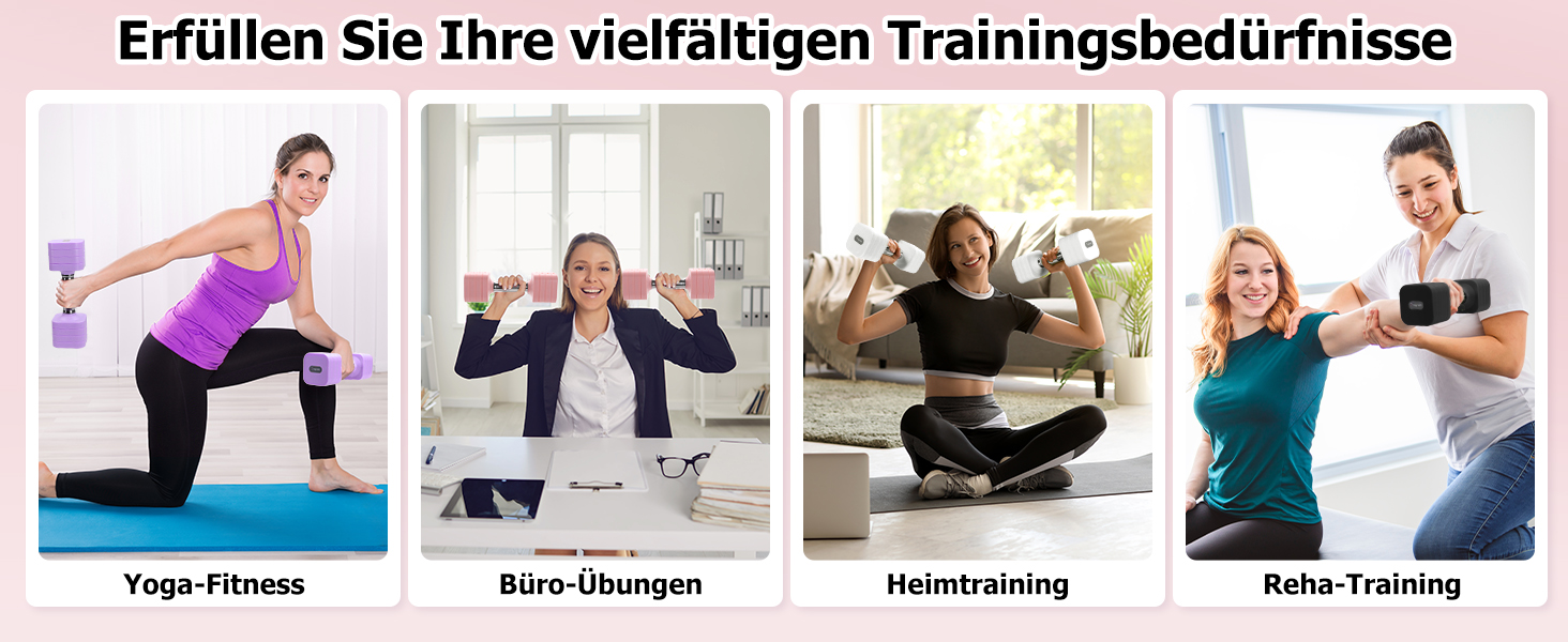 Набір гантелей Fragraim 5 кг x 2, регульовані, рожеві. Ідеально для фітнесу вдома, силових тренувань жінок та чоловіків. Гантелі для дому, силові тренування.