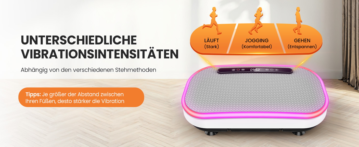 Вібраційна платформа для схуднення з еластичними гумками, 9 режимів, 120 рівнів інтенсивності, Bluetooth, LED-дисплей, місткість 150 кг, білий