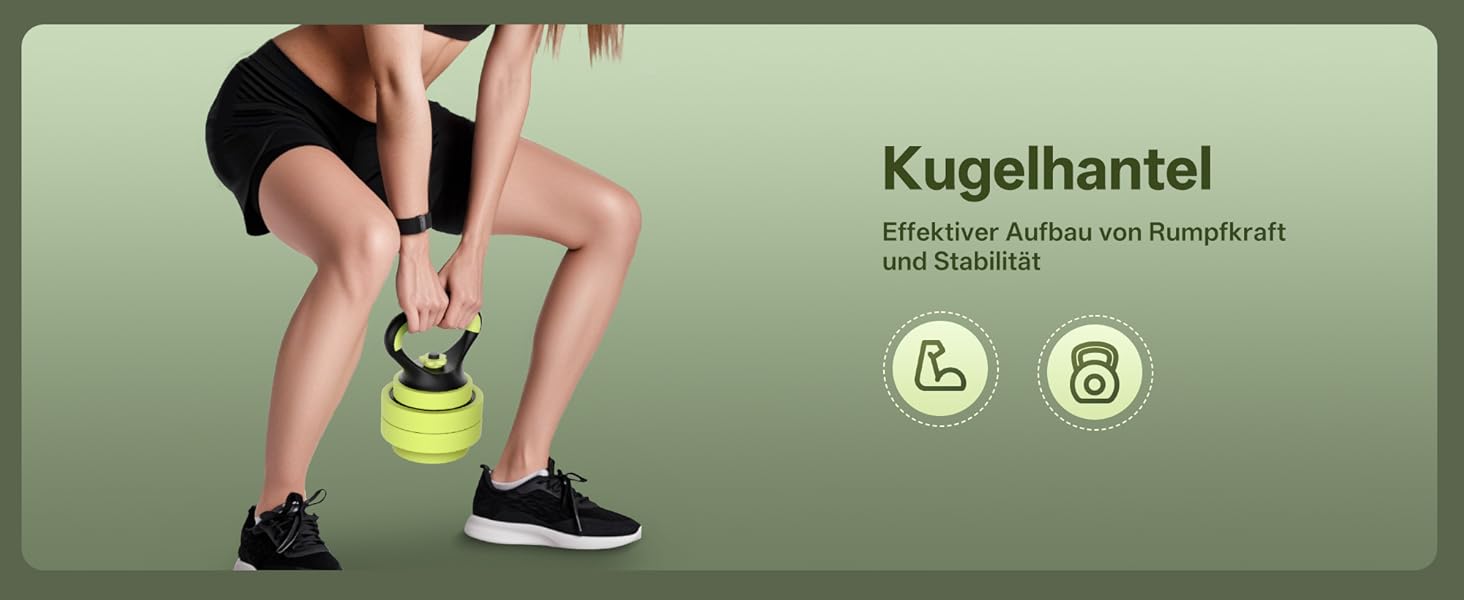 PASYOU Набір гантелей регульовані 20 кг 4 в 1: гантелі, гиря, гантелі з'єднувачем, штанга для домашніх тренувань (зелений)