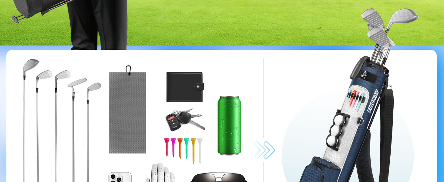 Сумка для гольфу Findway з регульованими плечовими ременями, 2-вегевий роздільник, 2 кишені, легка, для чоловіків та жінок, блакитна