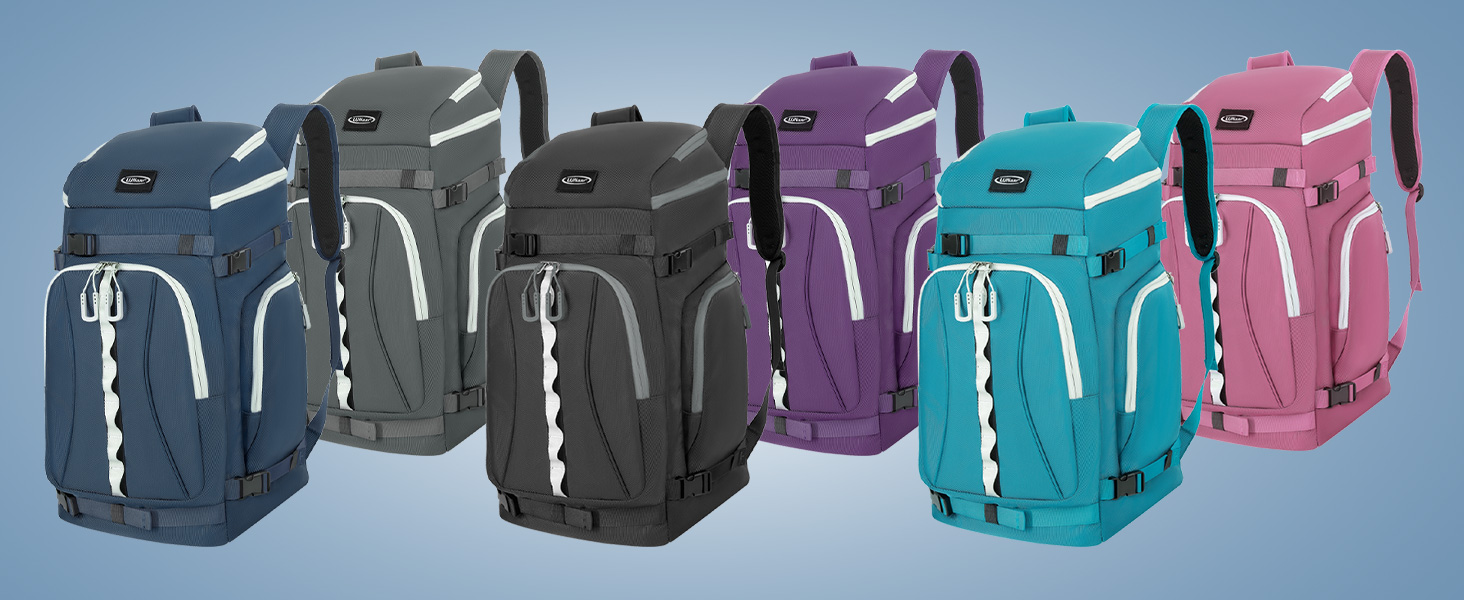 Сумка для лижних черевиків з відділенням для шолома, 65L, рюкзак для лиж, водонепроникна сумка для лиж, для лижних черевиків, ковзанів, лижних окулярів, сноуборду, лижних рукавичок, блакитна