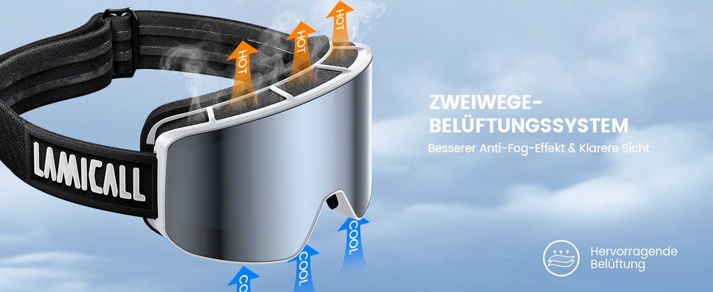 Ламікалл Скі-маска для жінок та чоловіків, сноуборд маска OTG - антизапітніння, дзеркальна, для носіння з окулярами, захист від ультрафіолету UV400, захист від відблисків, білий/срібний каркас (VLT: 8%)