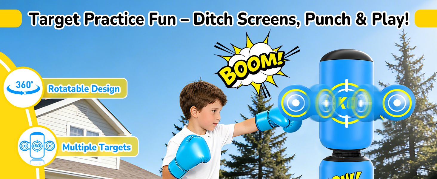 Дитячий боксерський мішок на 360° з підставкою 165 см, комплект з боксерськими рукавичками та електричним насосом, для дітей 6-14 років, ідеальний подарунок для карате