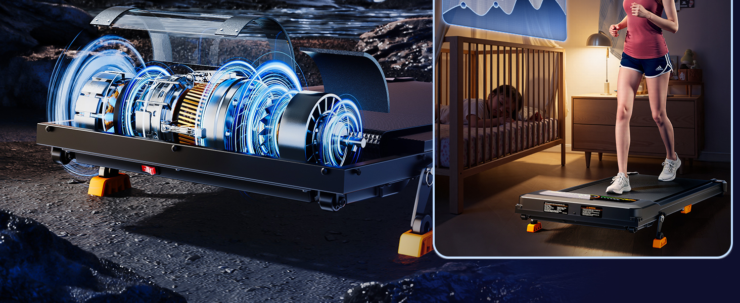 Бігова доріжка AnyLife з регулюванням нахилу, компактний, тихий, LED-дисплей, для дому, чорний, до 150 кг