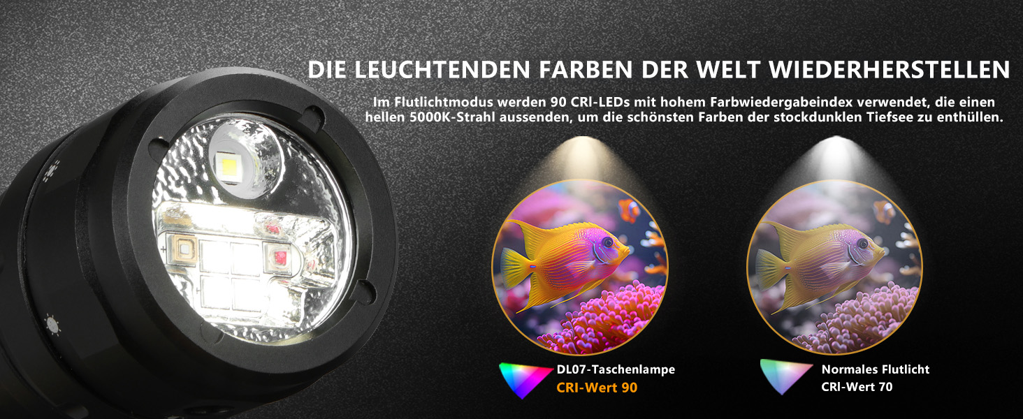 Ліхтар під водою Wurkkos DL07: 3000 люмен, 100 метрів, USB, з UV/Red світлом