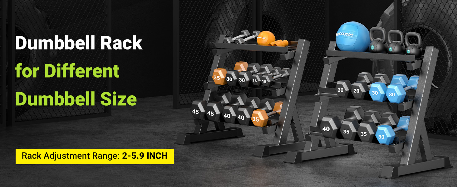 Стойка для гантелей з вантажопідйомністю 500 кг, 3 полиці для зберігання гантелей, 96 x 48 x 91 см (гантелі не входять до комплекту)