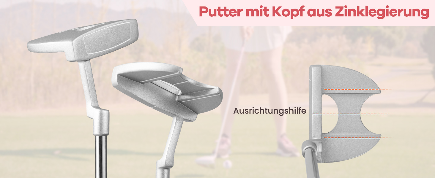 Комплект жіночих гольф-клуів COSTWAY, 9-ти частинний, для правшів з чохлом від дощу, включає драйвер, фейрвей, гібрид, залізи та паттер (чорний)