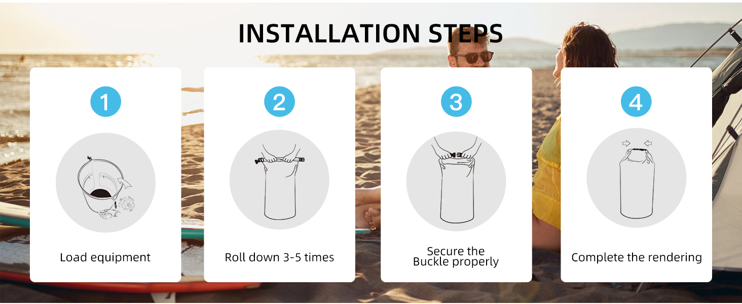 Водонепроникний сухий мішок GES 20 л Roll-Top з кишенею для телефону - для каякінгу, сплаву, кемпінгу та риболовлі (Світло-блакитний)