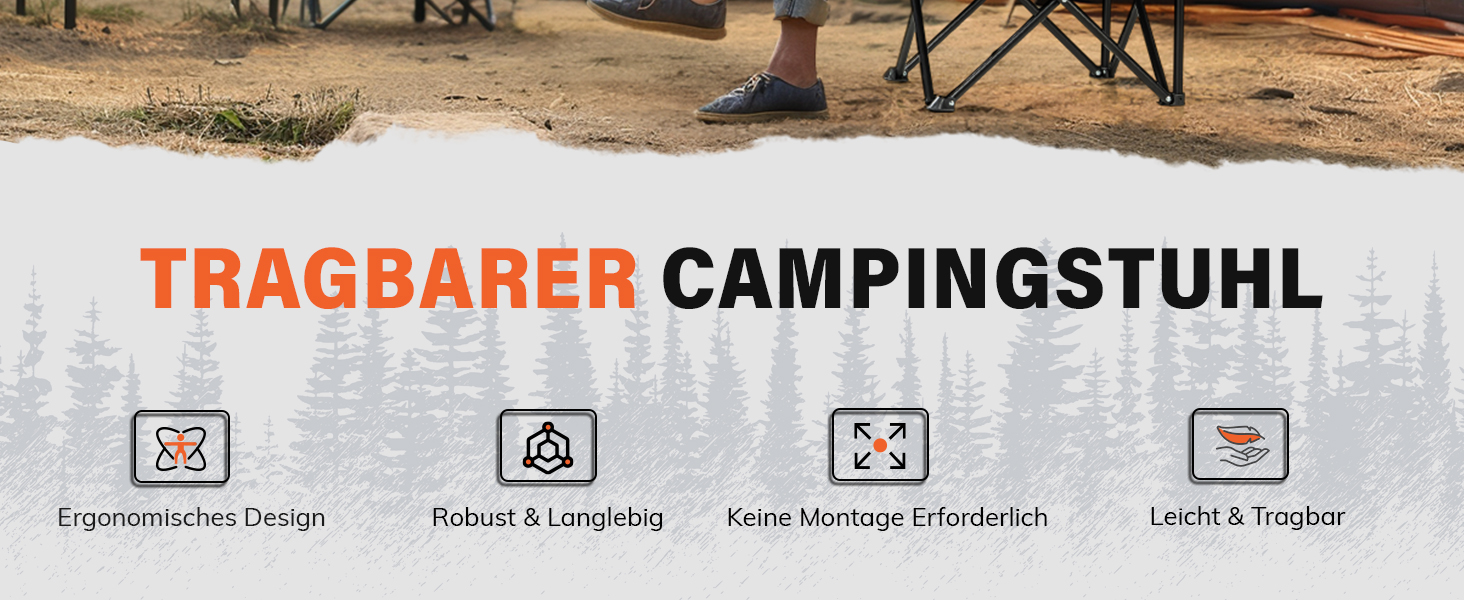 Складний туристичний стілець OVERMONT 2 шт. - до 135 кг, для кемпінгу, саду, балкону, пляжу, риболовлі, чорний