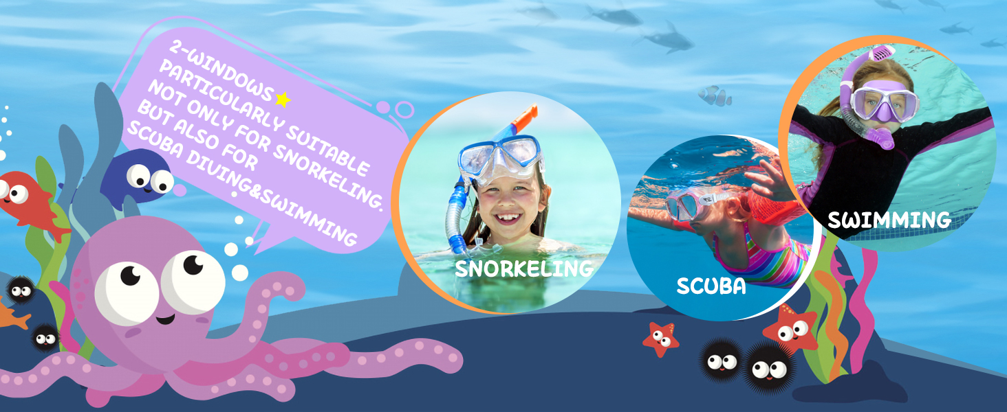 Дитячі окуляри для плавання Kinder Taucherbrille 180° Anti-Fog. Маска для снорклінгу з загартованим склом та захистом носа для хлопчиків та дівчаток 4-15 років