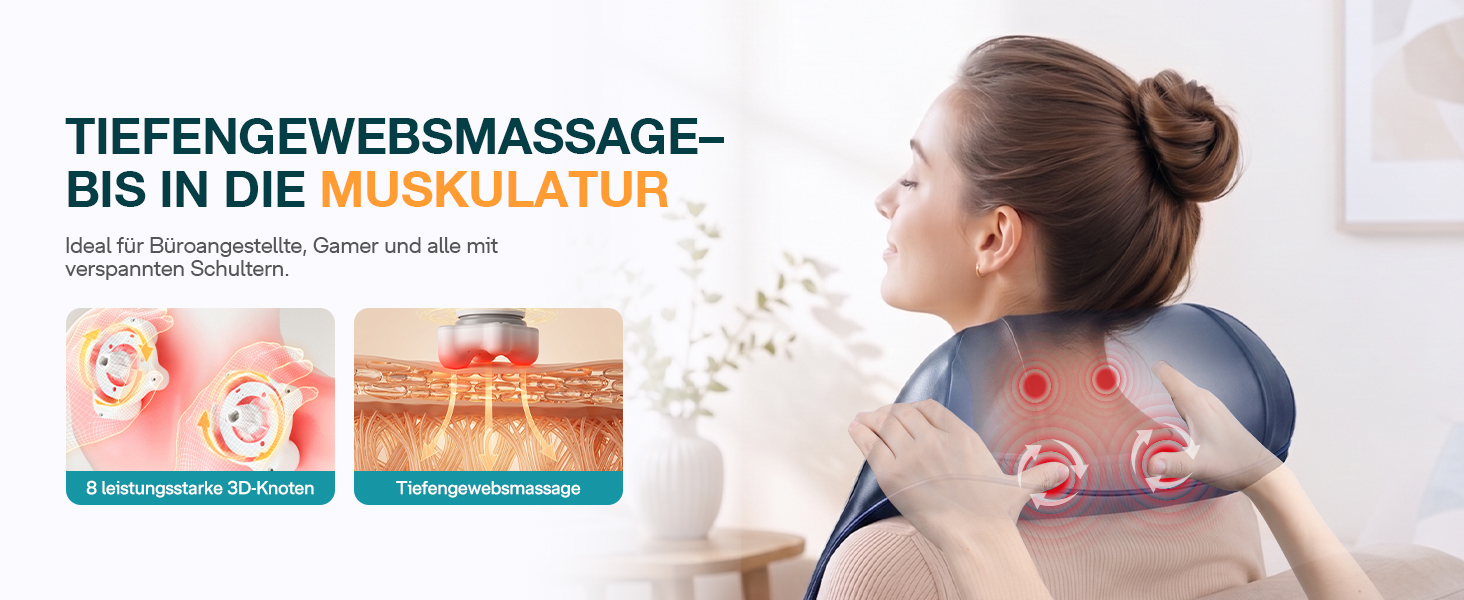 Масажер для шиї та плечей ALLJOY Shiatsu з функцією підігріву, темно-синій