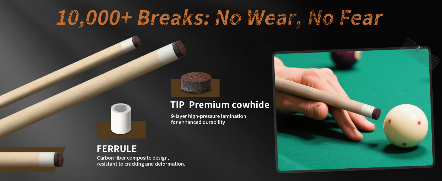 Професійний більярдний кий Kmise з низькою відволікаючою обшивкою, 147 см, канадське кленове дерево, 13 мм шкіряний наконечник, 3D протиковзкий хват, точний контроль для дорослих/початківців/професіоналів (Коричневий (510 г))