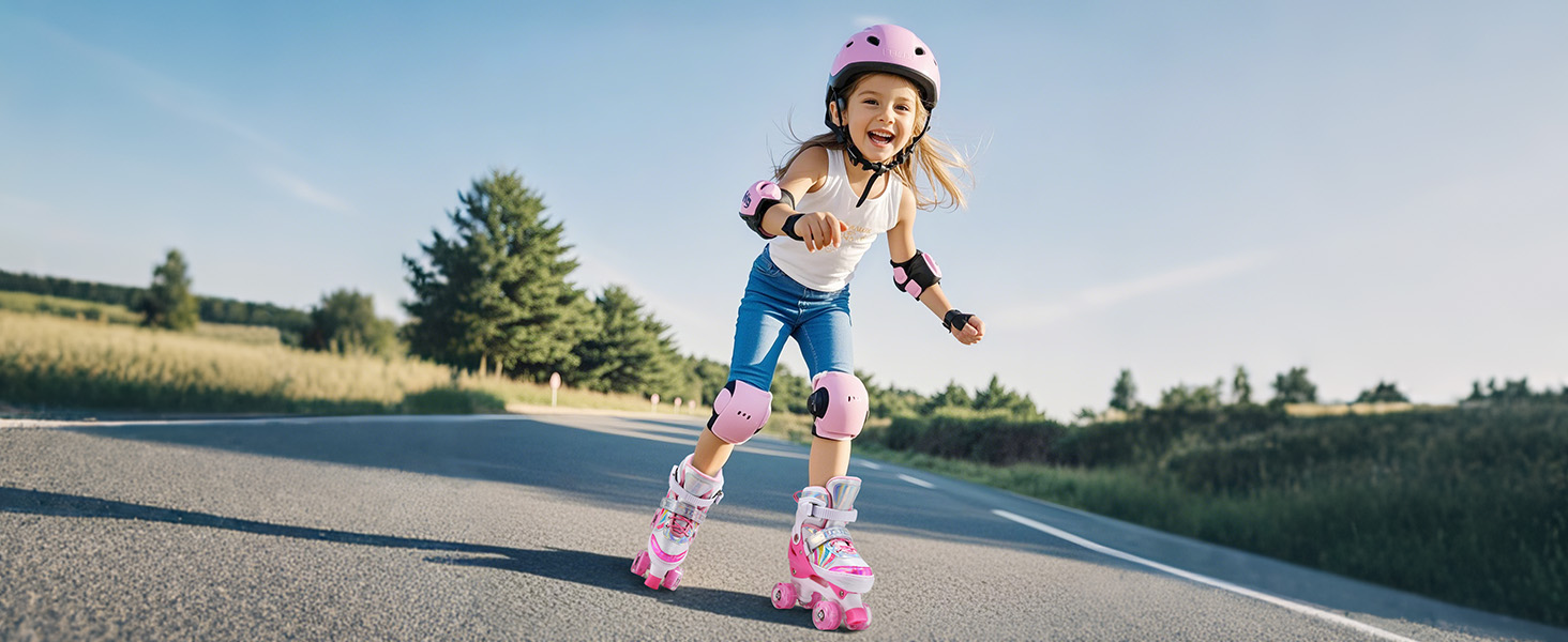 Дитячі ролики для катання на роликах, регульовані ролики Quad, розмір 4, регульовані та підсвічені ролики, ролики для дівчаток та хлопчиків. Розмір M (EU 32-36)