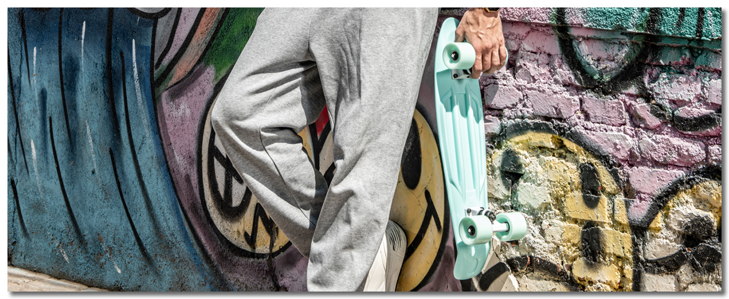 Скейтборд KMX Classic Mini Cruiser 22/27 дюймів для дітей, підлітків та дорослих. Алюмінієві осі, підшипники ABEC-9, колеса 60мм, колір Aqua Blau