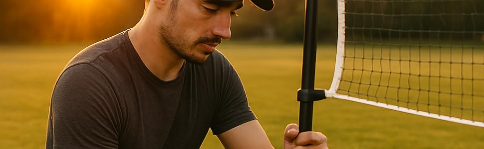 Набір для бадмінтону на 4 гравці з сіткою | Професійні ракетки + 3-и пір'яні м'ячі + сумка для перенесення | Міцний металевий каркас | Сітка 5,1 м | Сімейний набір для гри в приміщенні та на вулиці