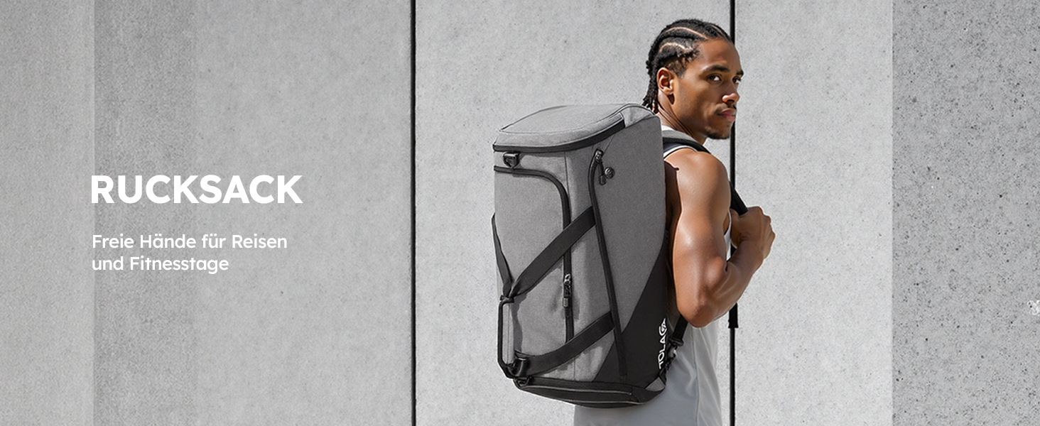 Спортивна сумка Tolaccea: велика містка сумка-рюкзак з відділенням для взуття та мокрих речей. Ідеальна для тренувань, подорожей, басейну, сауни, футболу (для чоловіків та жінок)