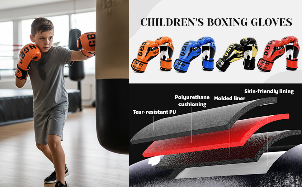 Боксерські рукавички для дітей 6 oz, Orange - для тренувань та спарингу (3-12 років)