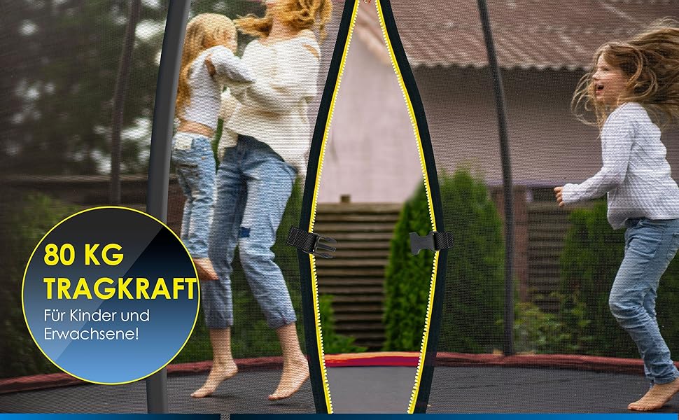 Трамплін KESSER® Ø 244/305/366/427 см | Сертифікований TÜV Rheinland GS | Дитячий та садовий трамплін, до 150 кг | Комплект з сіткою безпеки
