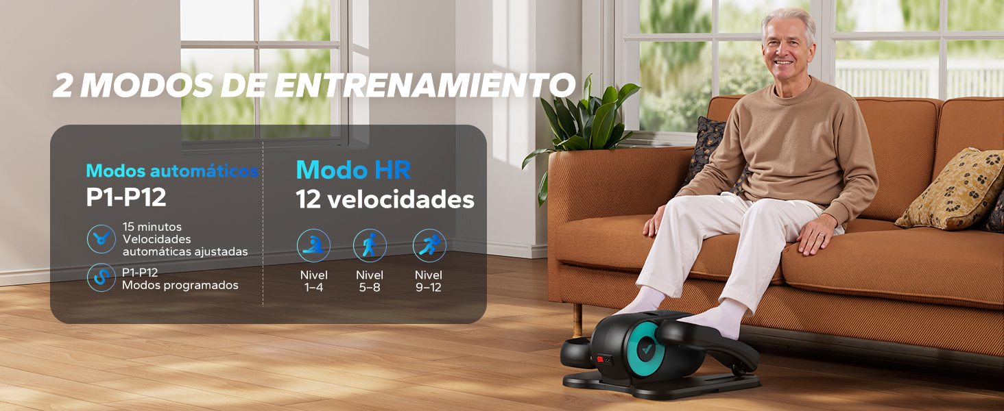 MERACH Міні електричний крос-тренажер під стіл з пультом, дисплеєм та неслизьким покриттям, 12 швидкостей, тихий та портативний для дому, для дорослих та літніх людей, блакитний E32-2025