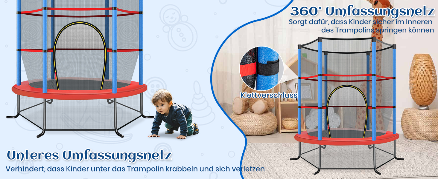 Трамплін GOPLUS Indoor з сіткою безпеки, дахом, сталевою конструкцією, для дітей, Ø165 см, до 135 кг