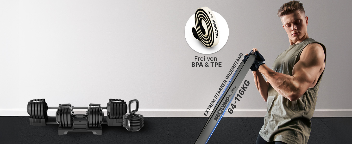 Гумові еспандери NEOLYMP з натурального латексу (3 шт.) - набір для силових тренувань з електронною книгою, 8-36 кг