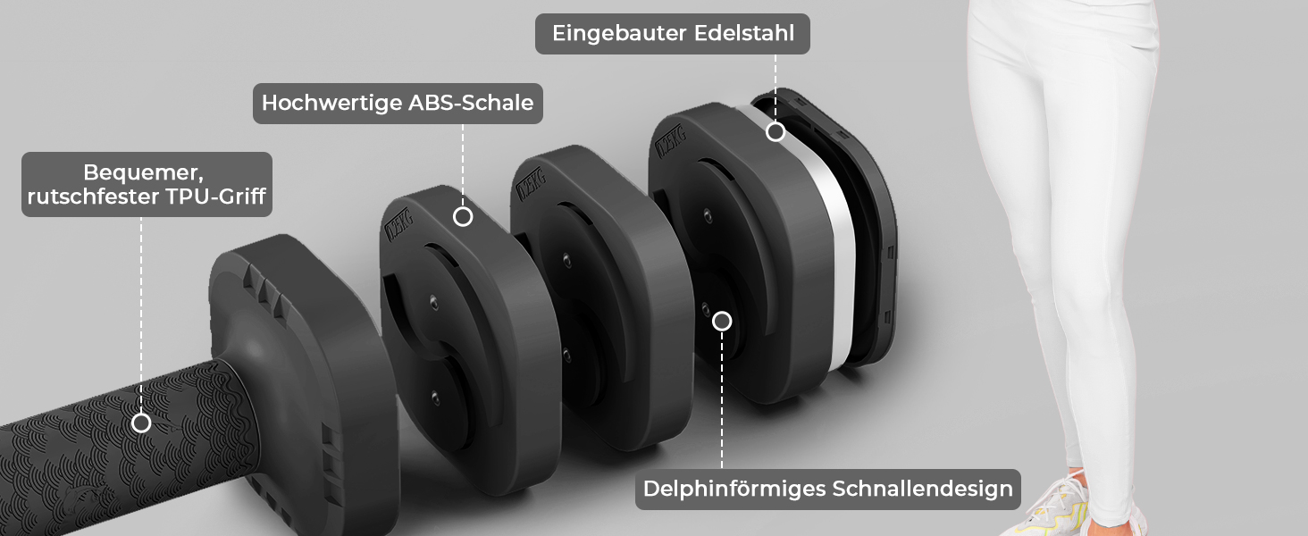 Набір гантелей Dripex регульовані 5 кг x2 або 2.5 кг x2, 6 шматків з регулюванням ваги 0.5 кг/0.25 кг (чорний)