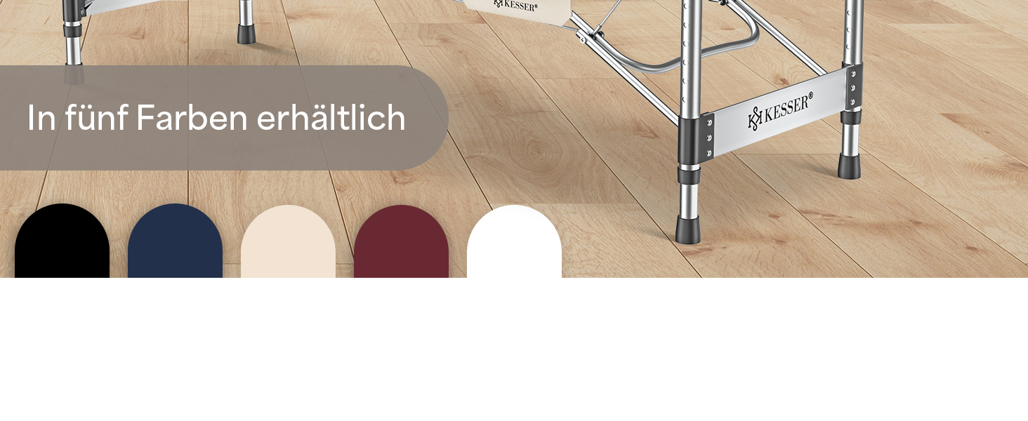 Масажне ліжко KESSER® з 3 зонами, до 250 кг, складне, регульоване, з аксесуарами (підголовник, підлокітники, сумка), антиковзне покриття, бежеве