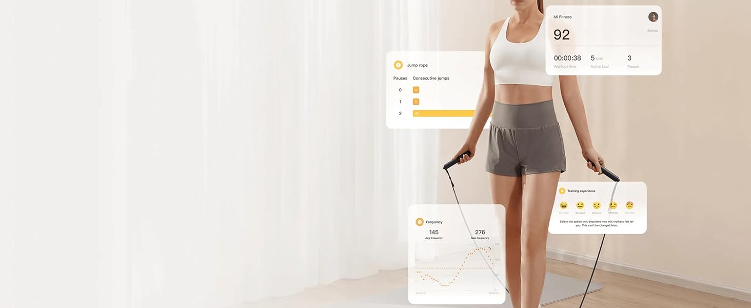 Розумна скакалка Xiaomi Smart Jump Rope з точним відстеженням, Bluetooth 5.0, USB-C, бездротове та дротове підключення, компактна