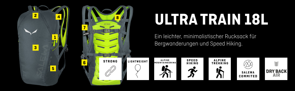 Рюкзак Salewa Ultra Train 18 л для швидкісного хайкінгу, унісекс