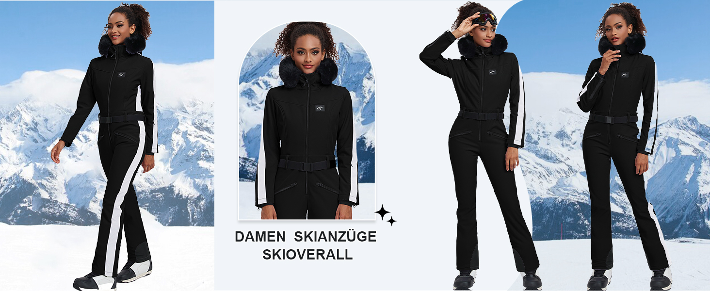 Жіночий гірськолижний костюм-комбінезон HOTIAN. Водонепроникний, вітронепроникний, теплий зимовий костюм для сноуборду та лиж. Білий/Чорний.